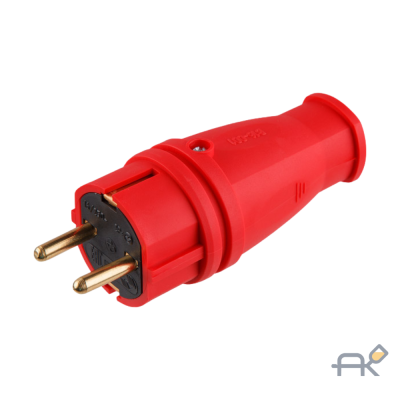 Вилка (с/з. 16А. 250В) каучук. красная Юпитер (В16-001) (ЮПИТЕР) (JP7602-04)